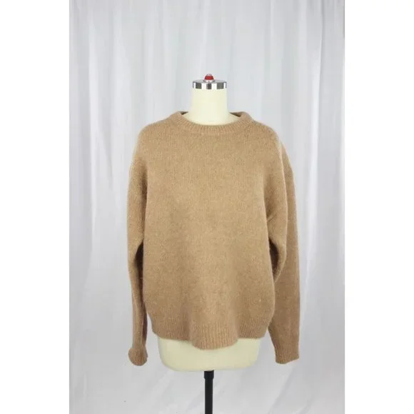 Aritzia BABATON Calvin Camel Tan Mohair Alpaca Knit Crew Neck Sweater, Size M - Picture 2 of 16